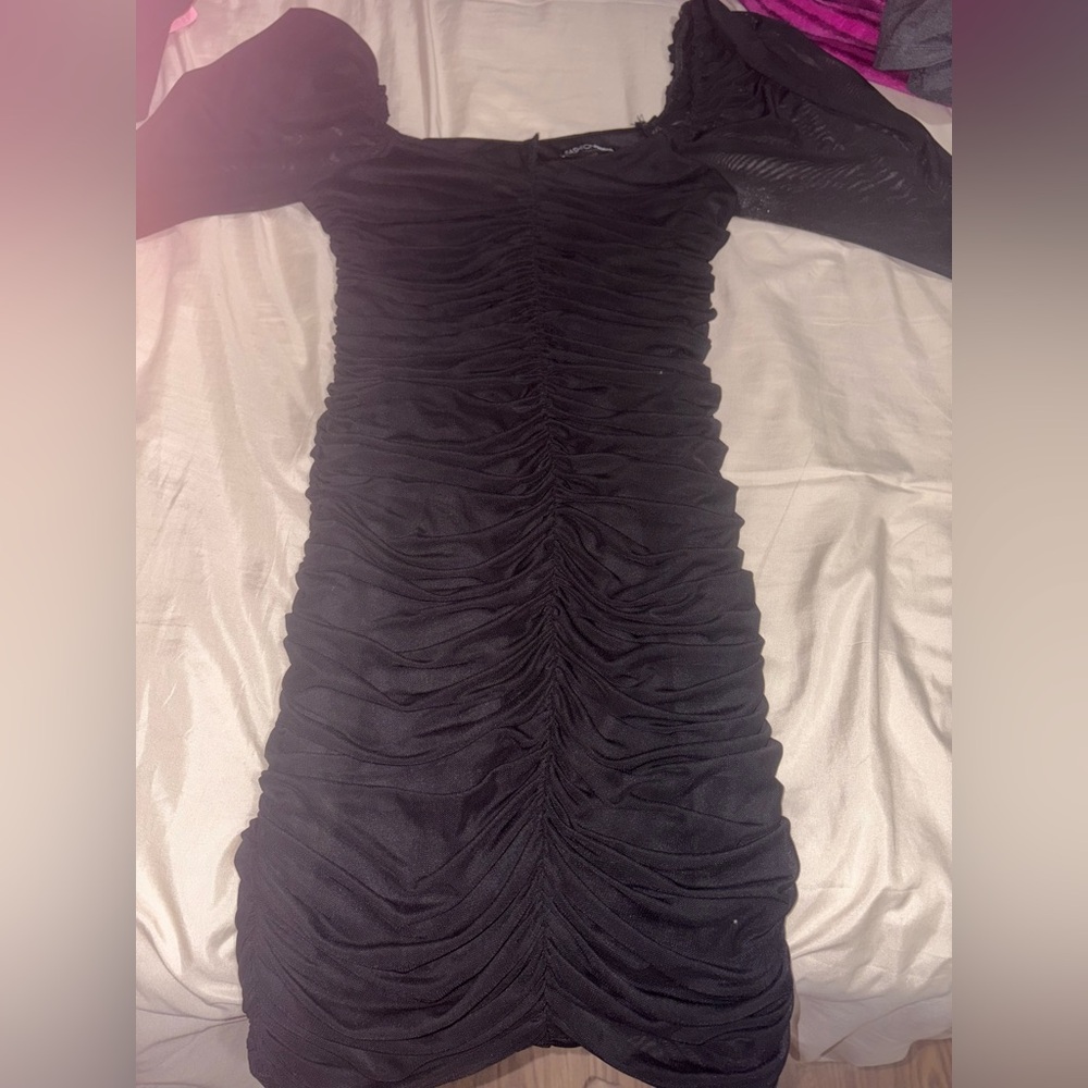 Fashion nova Elegant Black Ruched Dress